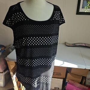 Elle Black and White Polka Dot Short Sleeve Top